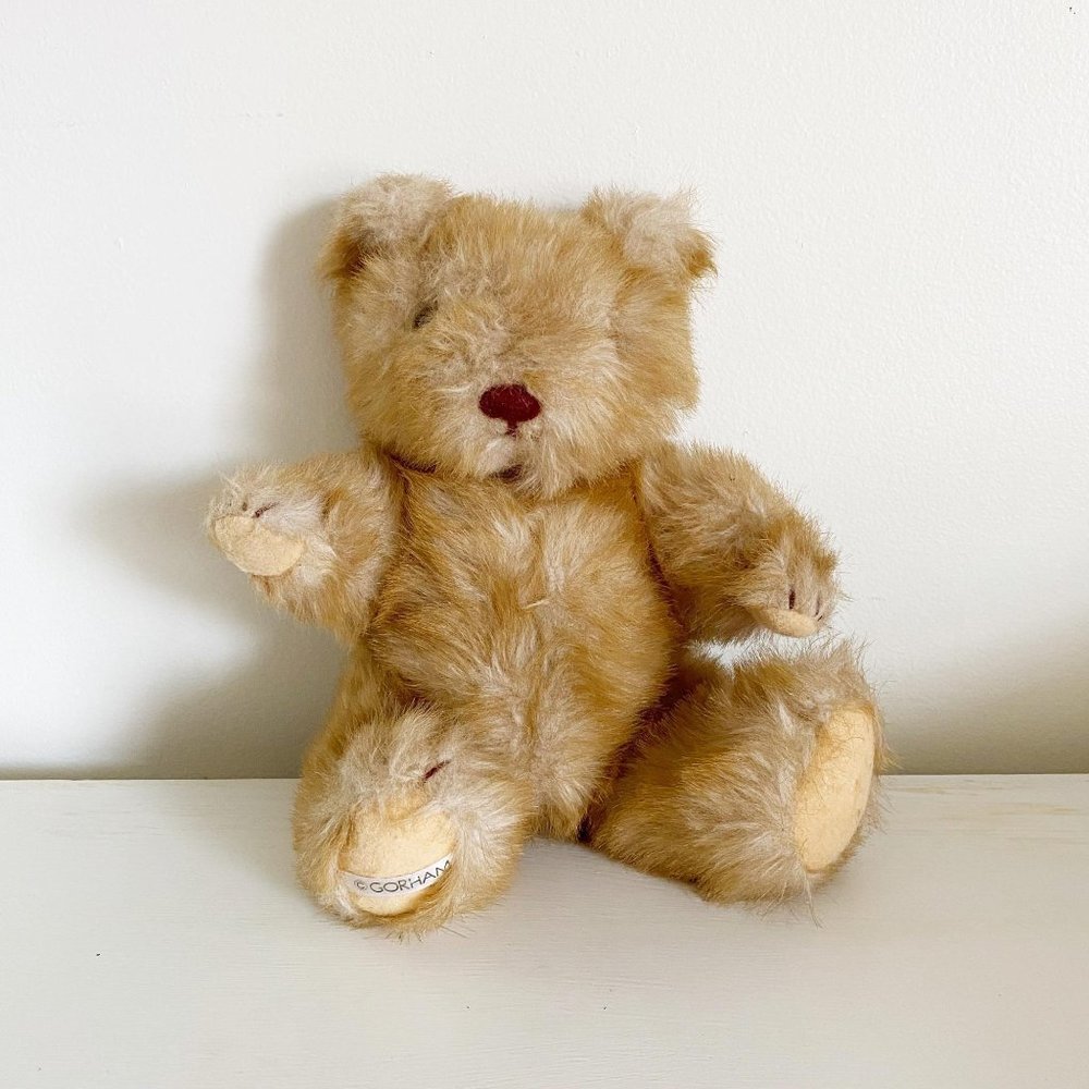 Vintage 1986 Gorham Jointed Teddy Bear Plush Stuffed Animal Light Brown